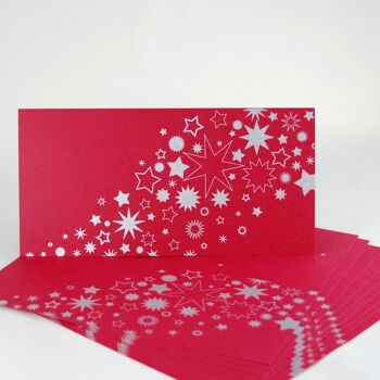 10 cartes de Noël rouges avec enveloppes argentées 2