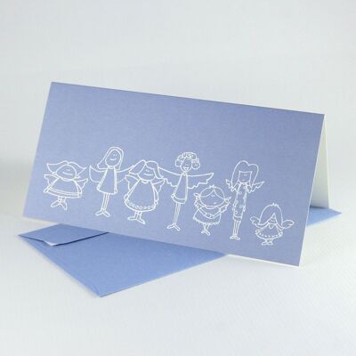 10 lilac-blue recycled cards with envelopes: angels