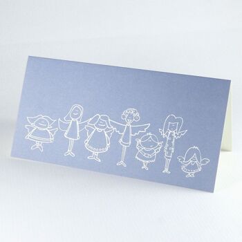 10 cartes recyclées bleu lilas avec enveloppes : anges 2