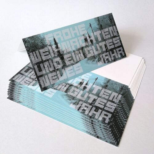 10er Set Karten für Weihnachten und Neujahr mit weißen Kuverts