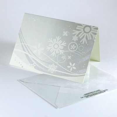 10 cartoline di Natale riciclate con busta: cristalli di neve