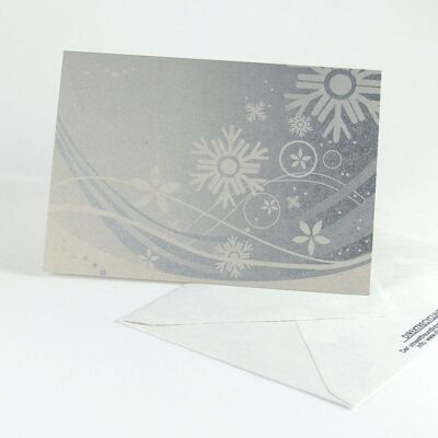 10 silver recycled Christmas cards with envelopes