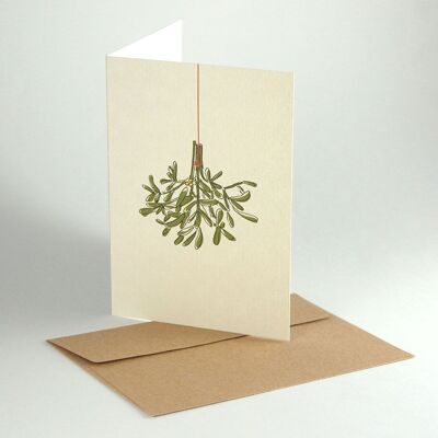 10 recycled Christmas cards with envelopes: mistletoe
