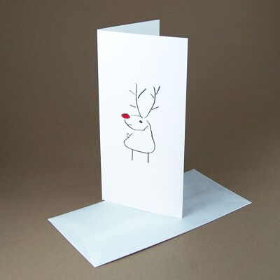 10 tarjetas navideñas con sobre: ​​Rudolf
