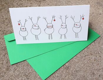 10 cartes de Noël recyclées avec enveloppes : Rudolf et ses amis avec des masques 1