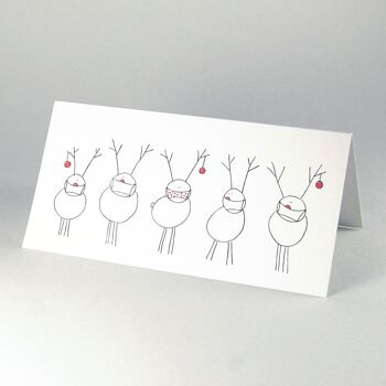 10 cartes de Noël recyclées avec enveloppes : Rudolf et ses amis avec des masques 2