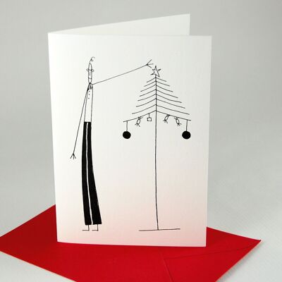 10 funny Christmas cards with envelopes: man at the Christmas tree