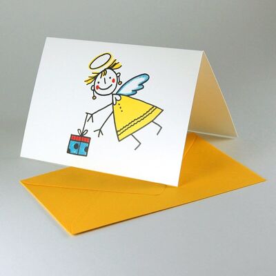 10 funny Christmas cards with envelopes: Christ child with a gift