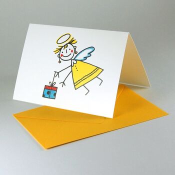 10 cartes de Noël amusantes avec enveloppes : Enfant Jésus avec un cadeau 1