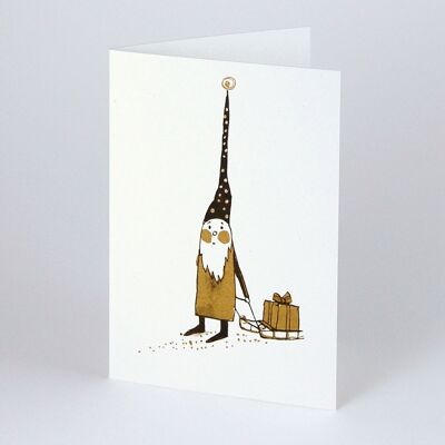 10 recycling Christmas cards with envelopes: Gnomes with a present