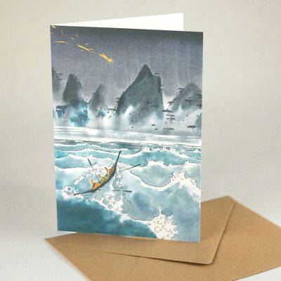 10 Christmas cards with envelopes: The three wise men in the storm