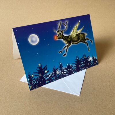 10 Christmas cards with envelopes: Rudolph