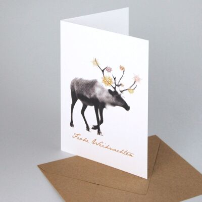 10 Christmas cards with envelopes: Merry Christmas + Reindeer