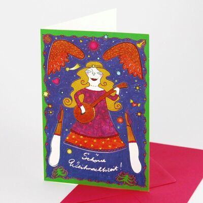 10 cartoline di Natale artigianali con buste: jack angelo che salta