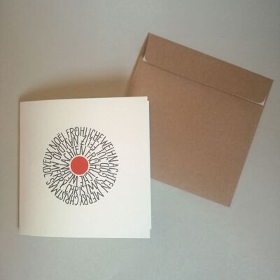 10 square recycled Christmas cards with brown envelopes