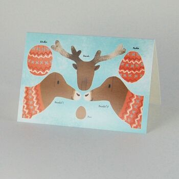 10 cartes de Noël avec enveloppes : tête de renne (feuille de bricolage) 2