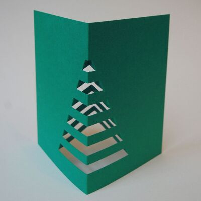 10 green Christmas cards with envelope: 3D Christmas tree