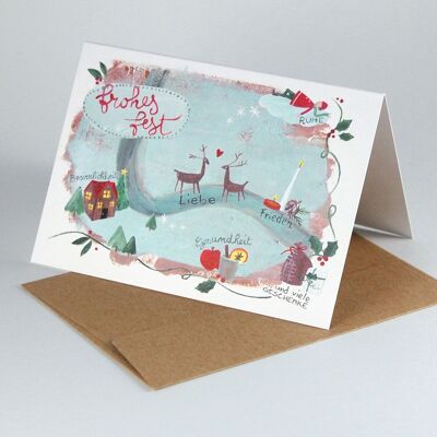 10 recycled Christmas cards with envelopes: happy holidays