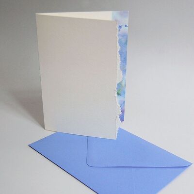 10 elegantes tarjetas navideñas con bordes rasgados (con sobres azules)