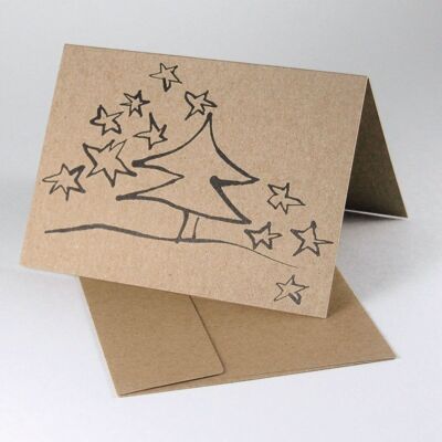 10 cartes de Noël recyclées marron avec enveloppes