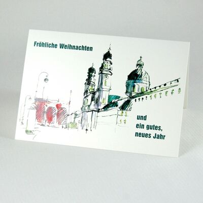 100 Munich Christmas cards without envelopes: Ludwigstrasse