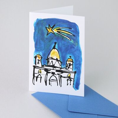 10 tarjetas navideñas con sobres: Catedral de Berlín con flor de pascua
