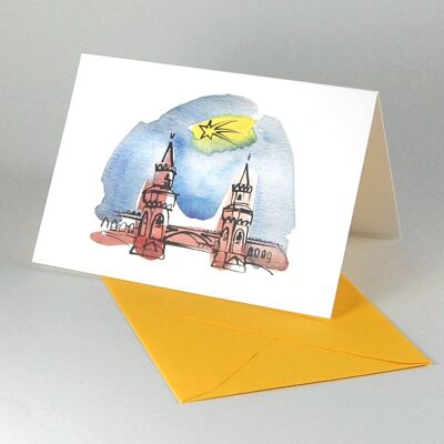10 Berlin Christmas cards with envelopes: Oberbaumbrücke