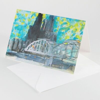 10 greeting cards with envelope: Cathedral and Hohenzollern Bridge in Cologne