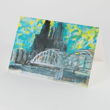 10 cartes de vœux avec enveloppe : Cathédrale et pont Hohenzollern à Cologne 2