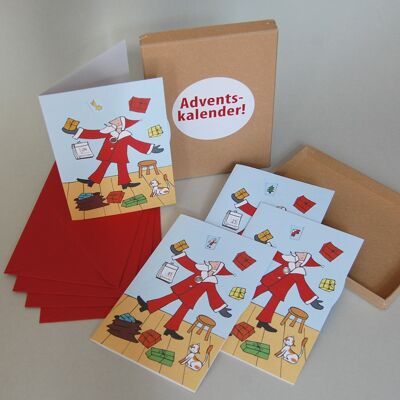 Caja de regalo con cuatro tarjetas de calendario de Adviento con tocadiscos