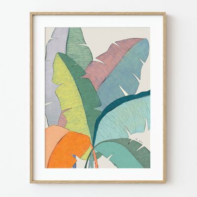 Stampa artistica con foglie di banana - 30 cm (larghezza) x 40 cm (altezza)