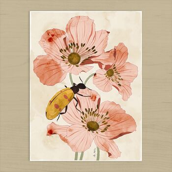Impression d'art fleurs et insectes - 30 cm (l) x 40 cm (h) 2