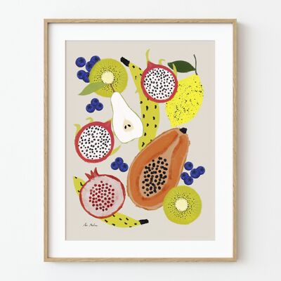 Stampa artistica con frutti tropicali - 21 cm (larghezza) x 30 cm (altezza)