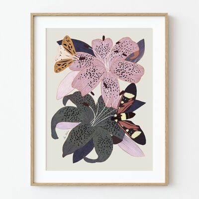 Stampa artistica con fiori di giglio - 30 cm (larghezza) x 40 cm (altezza)