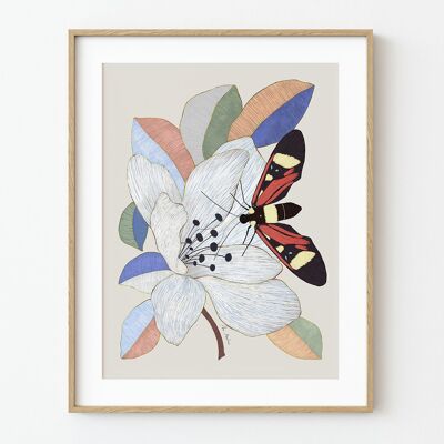 Stampa artistica di fiori di magnolia - 21 cm (larghezza) x 30 cm (altezza)