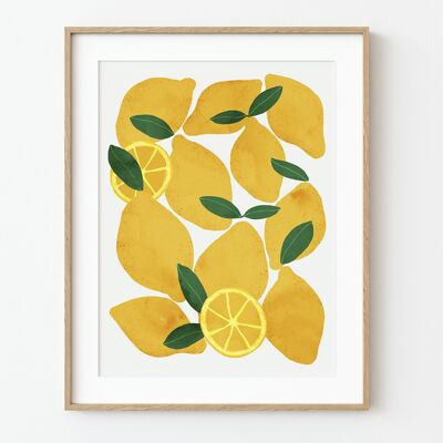 Stampa artistica di limoni mediterranei - 30 cm (larghezza) x 40 cm (altezza)