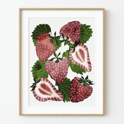 Stampa artistica di fragole - 30 cm (larghezza) x 40 cm (altezza)