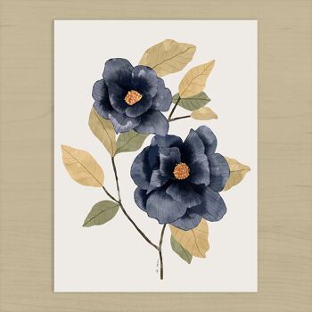 Impression d'art de roses bleues - 21 cm (l) x 30 cm (h) 2
