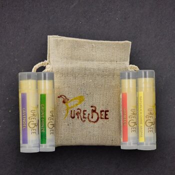 Pack de 4 échantillons de soin des lèvres PureBee 3