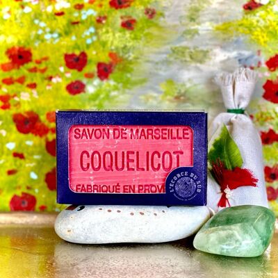 Savonnette 100g parfum Coquelicot à l'huile d'olive et beurre de karité