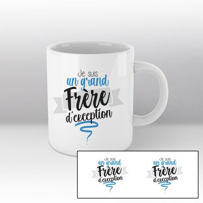 Mug blanc et Illustration du texte "Je suis un grand frère d'exception"