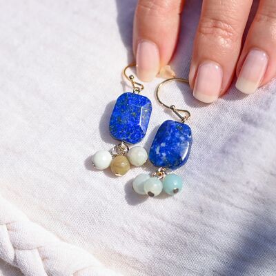 Boucles d'oreilles Lapis Lazuli et Amazonite