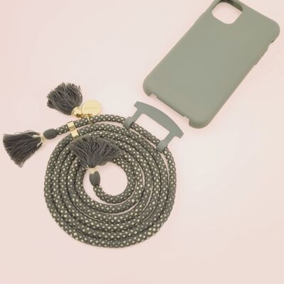 Mobile phone chain Boho Duo GRAY & PEPPER - 2in1 case with detachable mobile phone cord