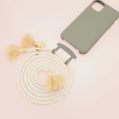 Mobile phone chain Boho Duo GRAY & COCO - 2in1 case with detachable mobile phone cord