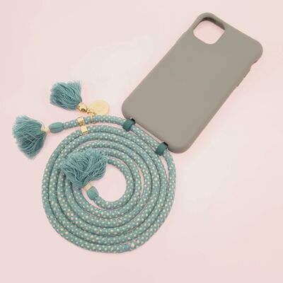 Mobile phone chain Boho Duo GRAY & MAYA - 2in1 case with detachable mobile phone cord