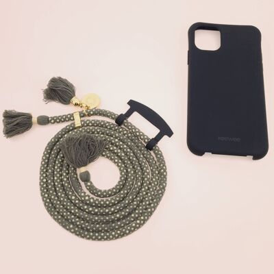 Mobile phone chain Boho Duo BLACK & PEPPER - 2in1 case with detachable mobile phone cord