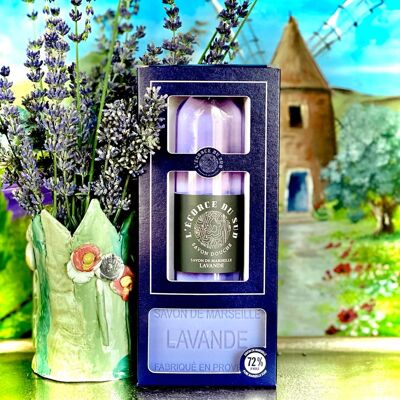 Lavendel-Duo-Box - 100 ml Duschseife + 100 g feste Seife