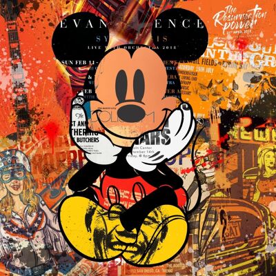 Mickey Mouse Orange  - Plexiglas Schilderij - 60x60