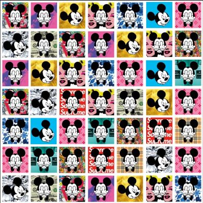 Mickeys M - Plexiglas schilderij - 60x60