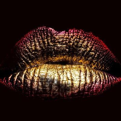 Gold lips - Plexiglas schilderij - 60x90